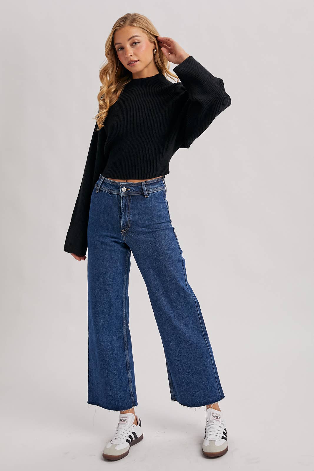 Open Back Ribbed Neck Sweater
