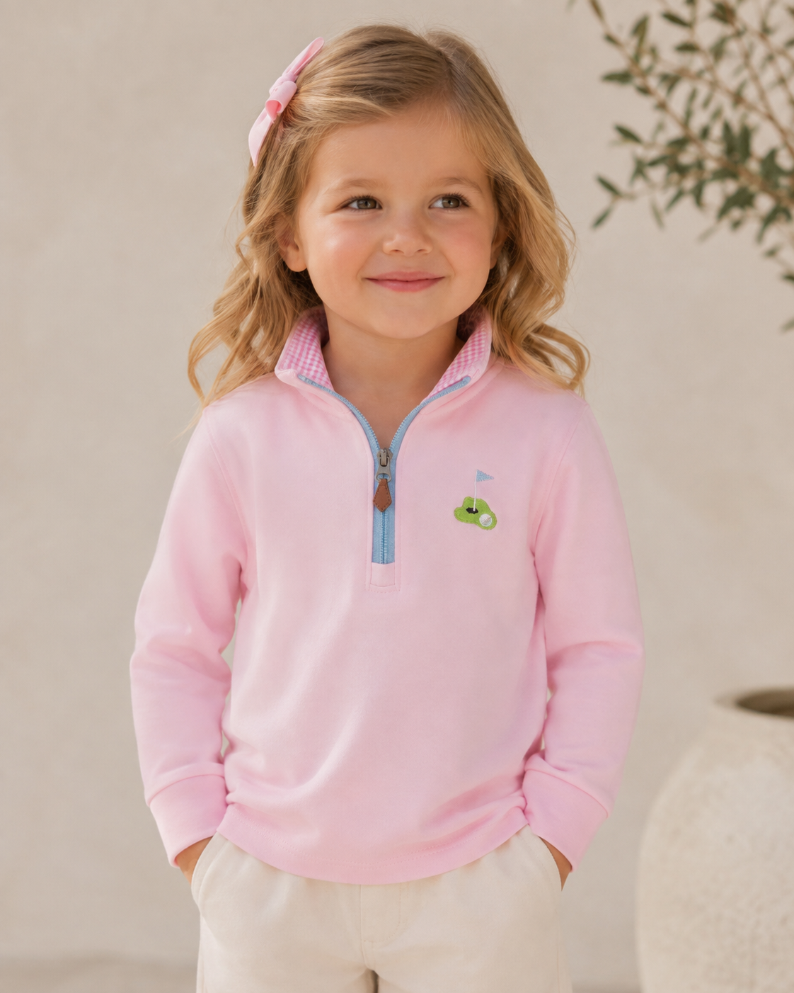 Pink Golf Quarter-Zip Pullover