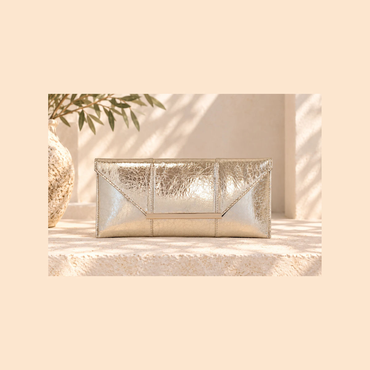 Crushed Metallic Evening Clutch